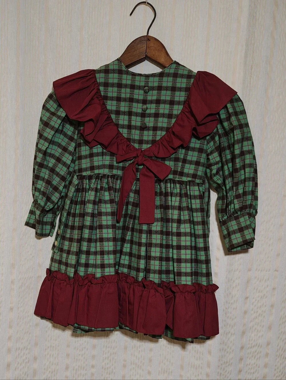 1970s Vintage Mary Louise Original Plaid Ruffle Dress Girls Size 6